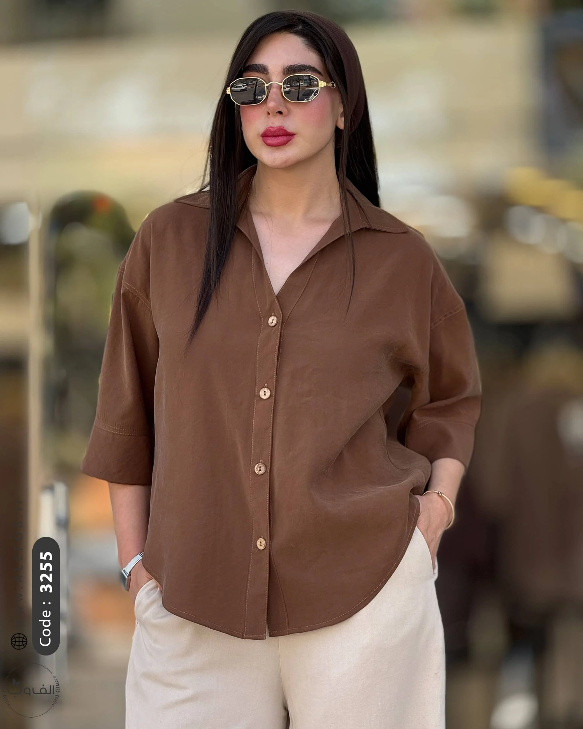 تونیک دکمه چوبی | 3255