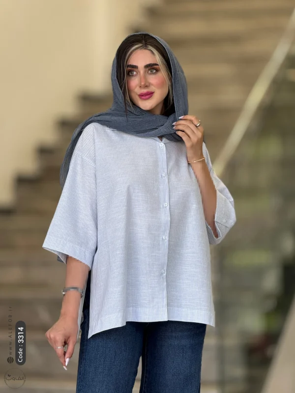 تونیک راه راه بغل چاک | 3314